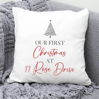 Custom First Christmas Cushion - New Home Gift - Minimalist Style - DENMARY